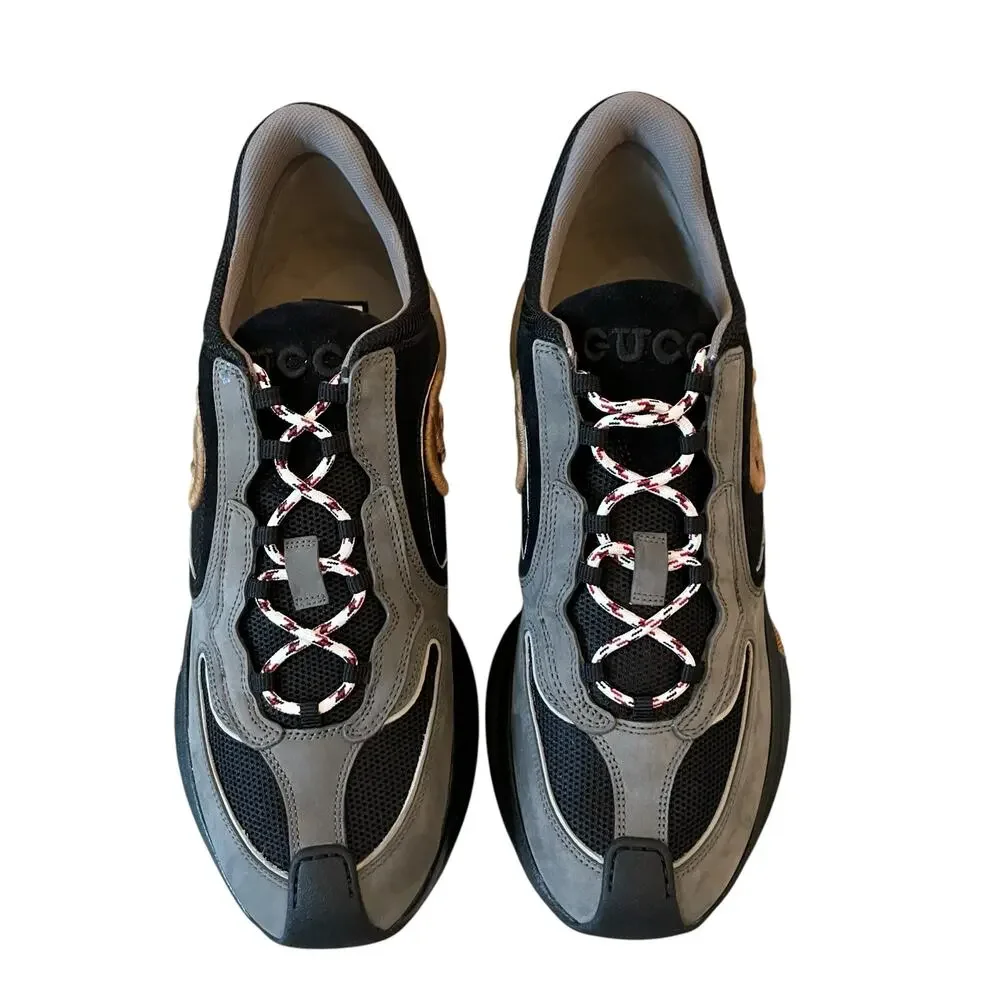 Gucci Run Suede Sneakers Black Interlocking G Men's 11 US 11.5 NEW